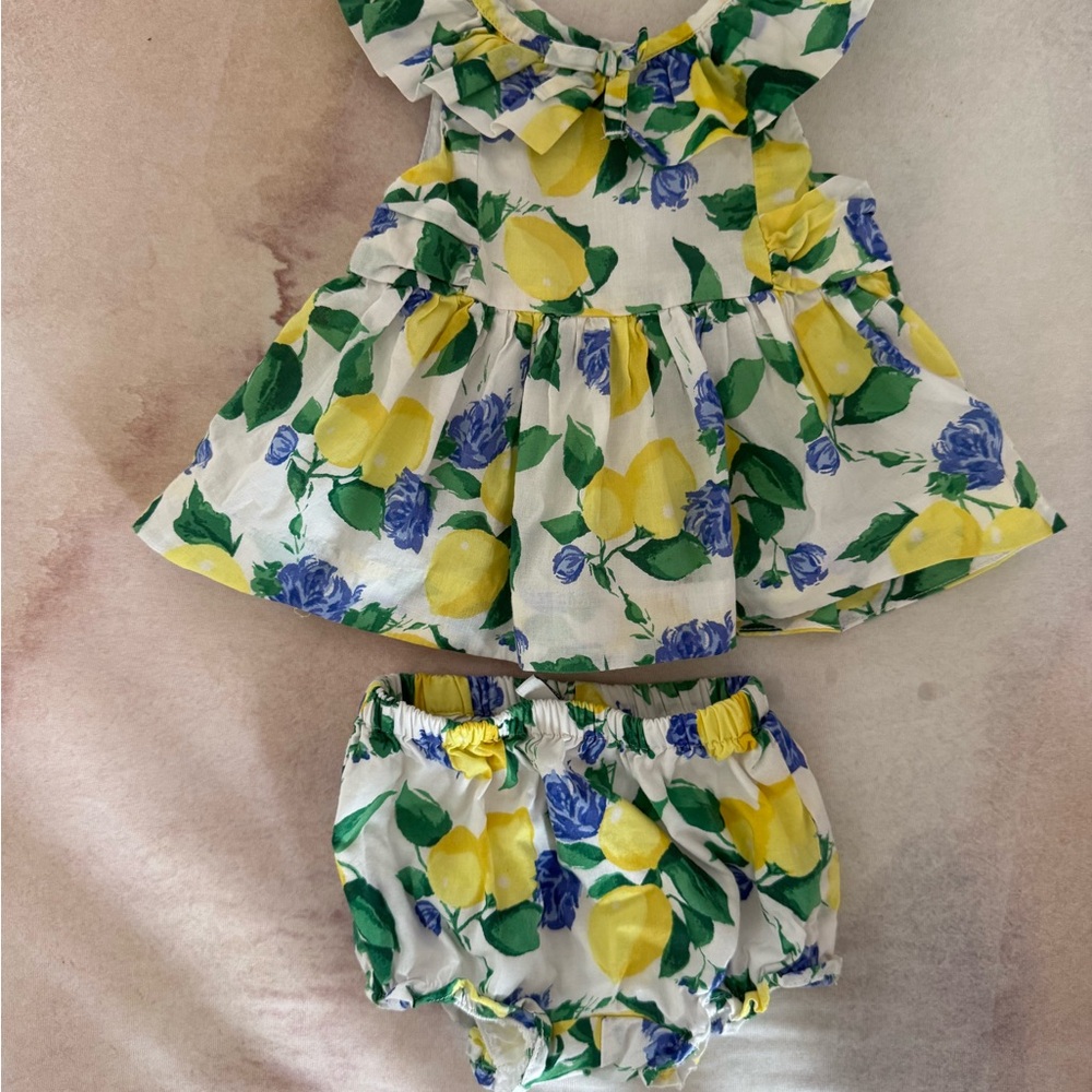 Janie and Jack Floral Lemon Print Kids Dress Set